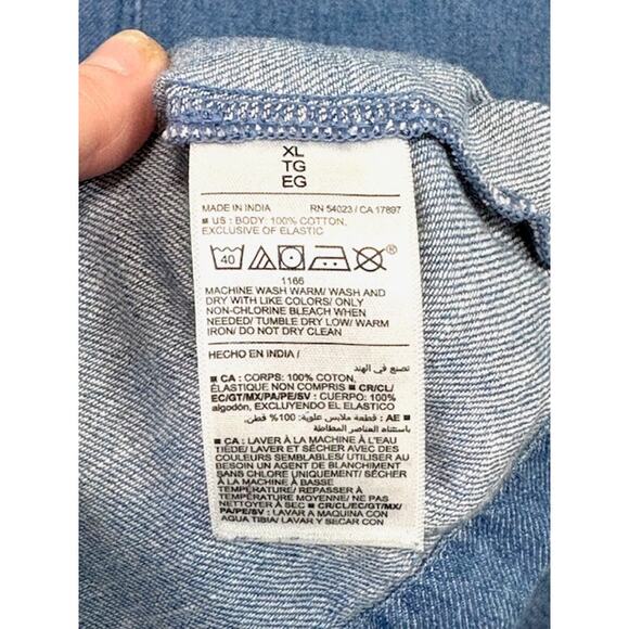 Old Navy Denim Chambray Midi Dress XL Blue Smocked Back Square Neck Cottagecore - Picture 10 of 15